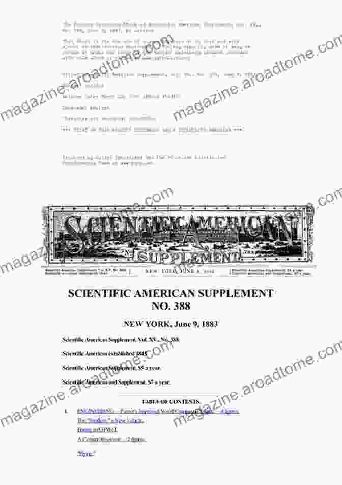 Cover Of Scientific American Supplement No. 388, June 1883 Scientific American Supplement No 388 June 9 1883