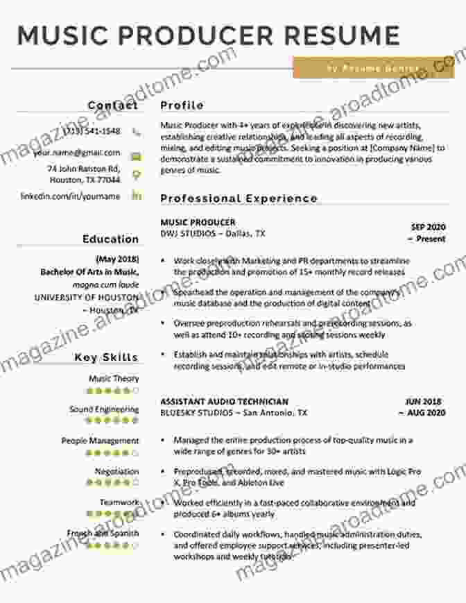 Example Of A Well Written Resume For A Music Industry Job How To Get A Job In The Music Industry