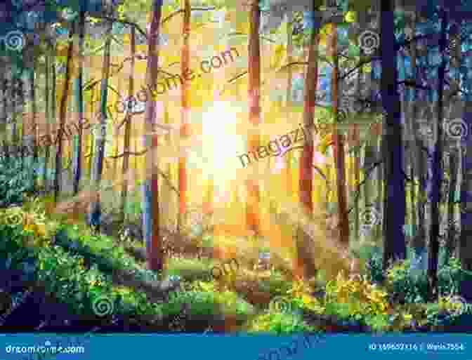 Watercolor Painting Of A Serene Forest, Sunlight Filtering Through The Canopy Nature Is An Artist Natalia Colombo